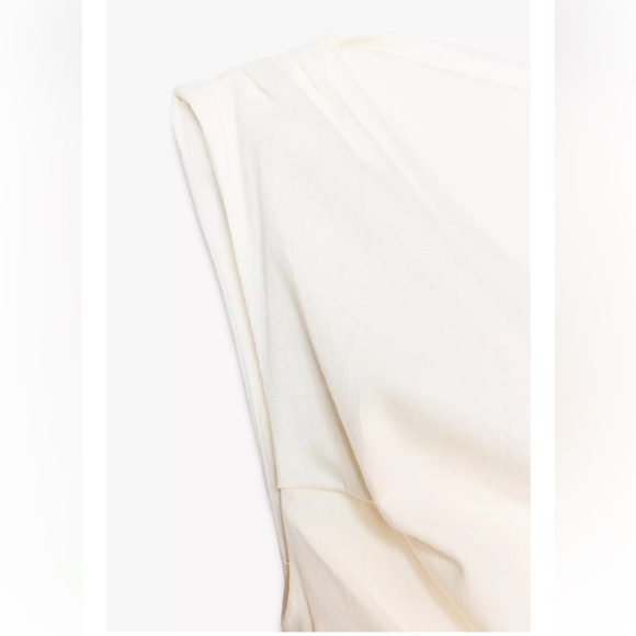 Zara NWT white mini dress asymmetrical draped off shoulder ruched dress - Picture 10 of 12